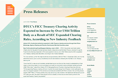 FICC Treasury Clearing Volumes Grow 31%, Now Represent USD $7 Trillion in Daily Average Activity